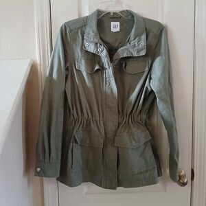 Y2K style Gap cotton green military utility jacket cinch waist ASO Bella Swan M